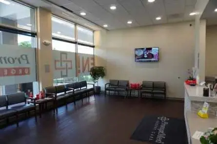 Inside the waiting room of PromptMed Urgent Care - Highland Park